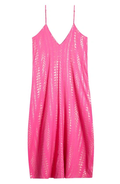 Shop Elan V-neck Cover-up Maxi Slipdress In Pink/ Gold