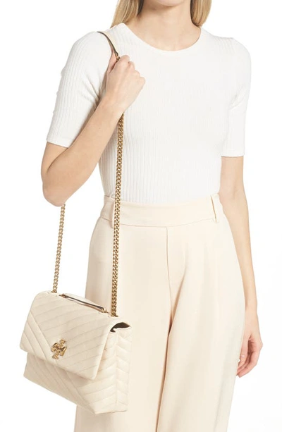 Shop Tory Burch Kira Chevron Convertible Shoulder Bag In New Cream