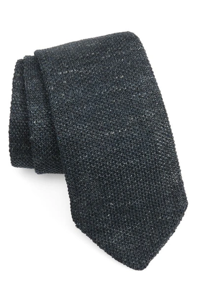 Shop Thom Sweeney Linen Knit Tie In Darkest Navy