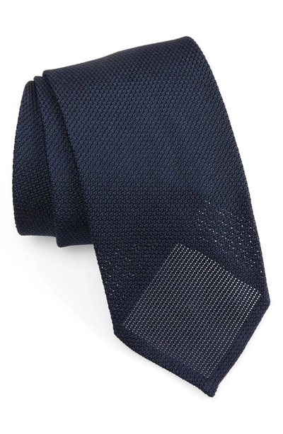 Shop Thom Sweeney Silk Grenadine Tie In Navy