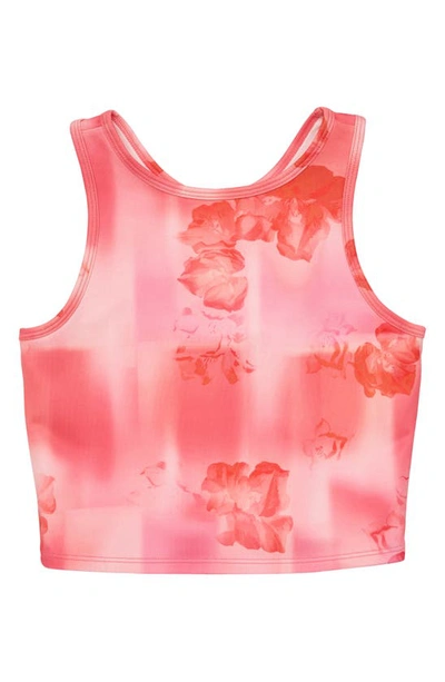 Shop Zella Girl Kids' Longline Sports Bra In Pink Floral Aura