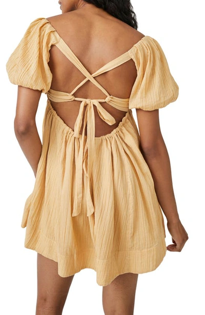 Shop Free People Free-est Marina Tie Back Cotton Crinkle Babydoll Dress In Mystic Gold