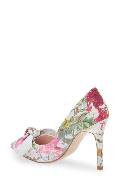 Shop Ted Baker Ryana Tapestry Pointed Toe Bow Pump In Ivory