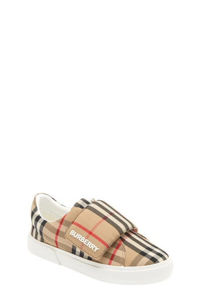 Shop Burberry Kids' James Check Sneaker In Archive Beige Check