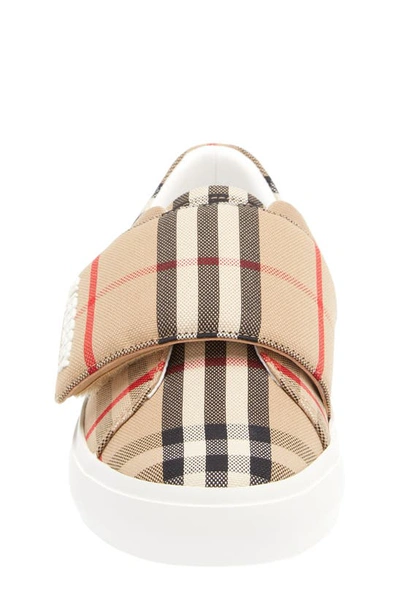 Shop Burberry Kids' James Check Sneaker In Archive Beige Check