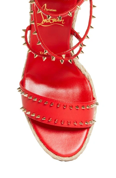 Shop Christian Louboutin Chocazeppa Spikes Espadrille Sandal In Red/ Natural