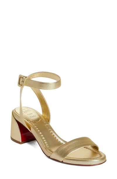 Shop Christian Louboutin Miss Sabina Metallic Sandal In Gold