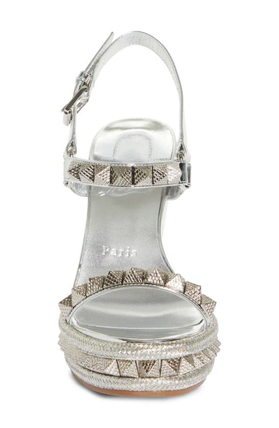 Shop Christian Louboutin Pyraclou Espadrille Wedge Sandal In Silver