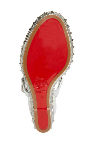 Shop Christian Louboutin Pyraclou Espadrille Wedge Sandal In Silver