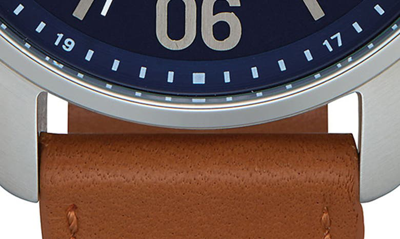 Shop Nixon Patrol Leather Strap Watch, 42mm In Brown/ Navy/ Silver