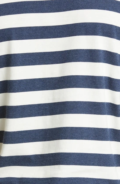Shop Drake's Block Stripe Cotton Hiking T-shirt In Blue / White