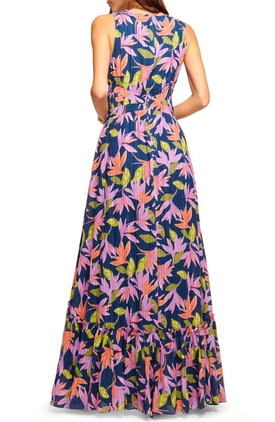Shop Ramy Brook Miles Floral High-low Maxi Dress In Spring Navy Paradise Floral