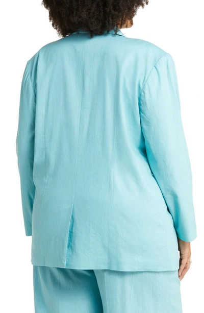 Open Edit Oversize Linen Blend Blazer In Teal Shore