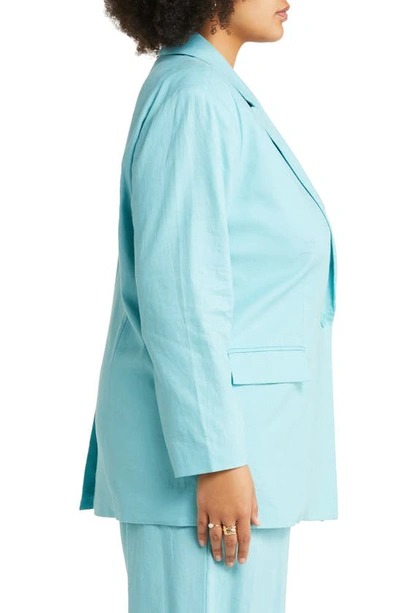 Open Edit Oversize Linen Blend Blazer In Teal Shore