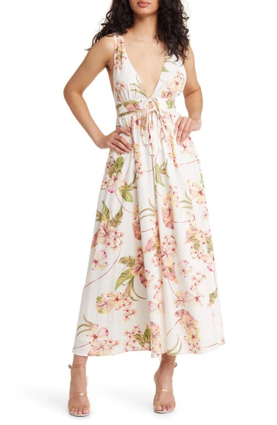 Shop Wayf Nia Floral Sundress In Ivory Tropical