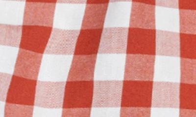 Shop Miles The Label Gingham Check Organic Cotton Shorts In 502 Brick