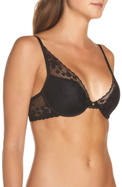 Natori Cherry Blossom Convertible Contour Underwire Bra 721191 In Black