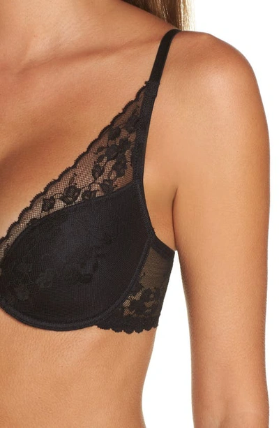 Shop Natori Cherry Blossom Convertible Underwire Bra In Black