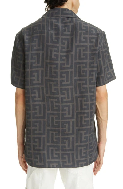 Balmain Men's Macro Monogram Pajama Shirt