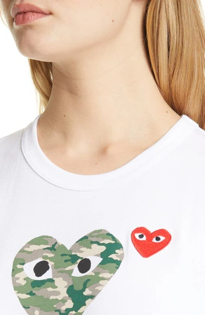 Shop Comme Des Garçons Camouflage Heart Graphic Tee In White