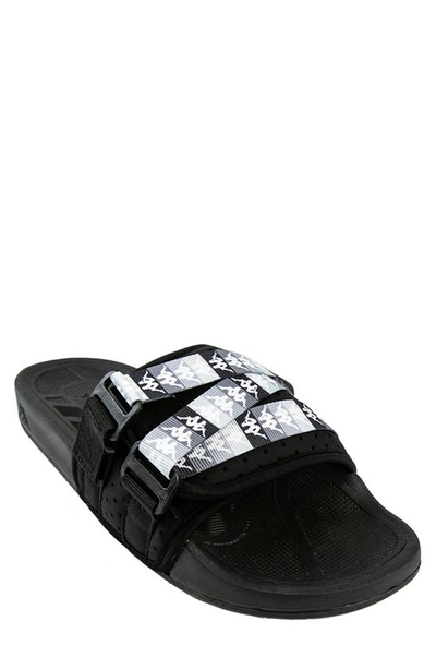 Kappa 222 Banda Mitel 1 Logo Slide Sandals In Black/white | ModeSens