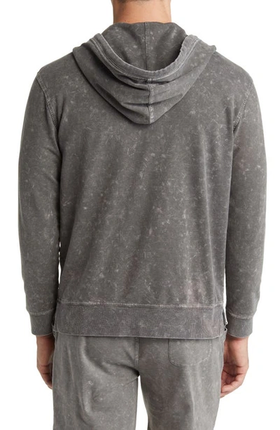 Shop Stone Rose Acid Wash Fleece Zip Hoodie In Grey