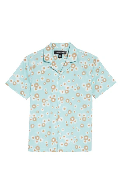 Shop Treasure & Bond Kids' Button-up Camp Shirt In Teal Turquoise Daisy Toss