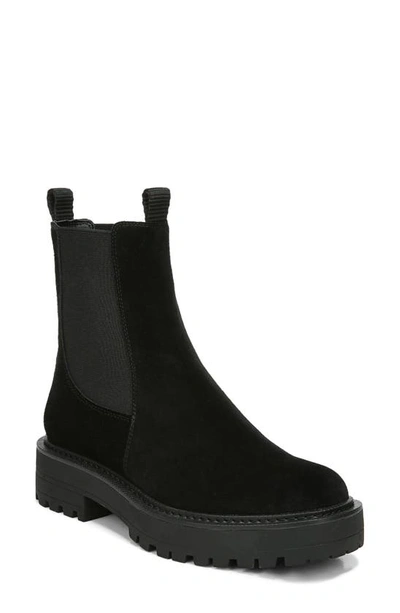 Shop Sam Edelman Laguna Waterproof Lug Sole Chelsea Boot In Black Suede