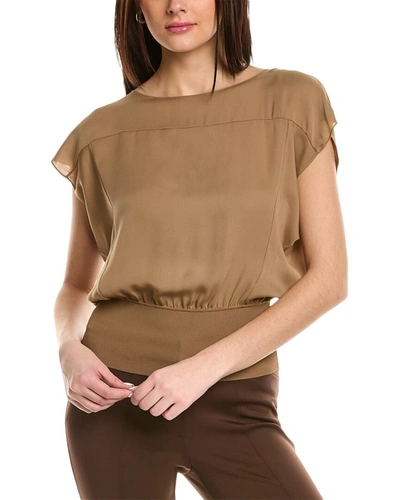 Theory Silk Top In Brown | ModeSens
