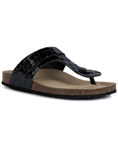 Shop Geox Brionia K Leather Sandal In Black