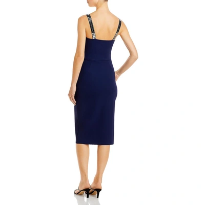 Shop Chiara Boni Womens Embellished Mid Calf Bodycon Dress In Blue