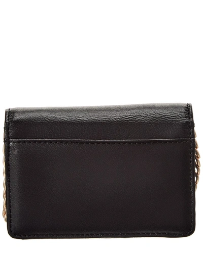 Shop Valentino By Mario Valentino Tiny Sauvage Leather Card Case On Chain In Black