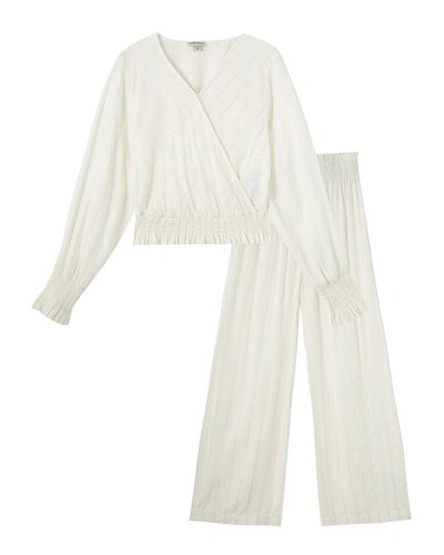 Shop Habitual Cassidy Smocked 2pc Cover-up Set In White