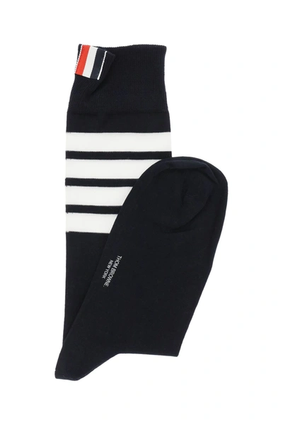 Shop Thom Browne '4 Bar' Mid Calf Socks