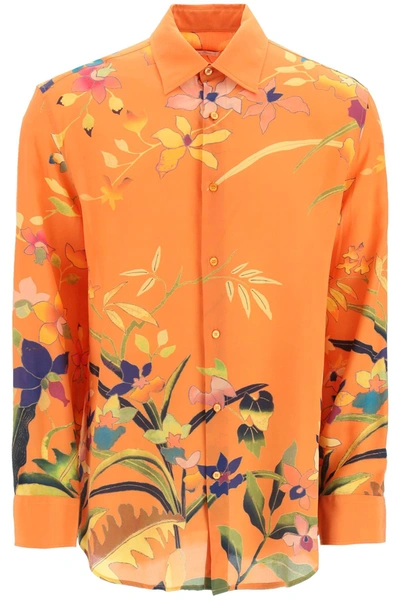 Shop Etro Flower Print Silk Shirt