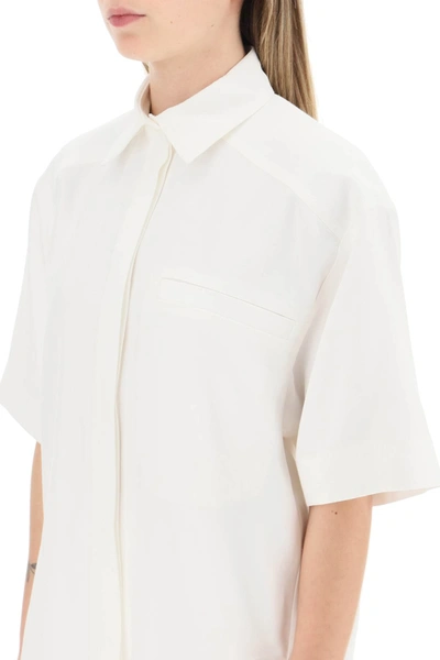 Shop Loulou Studio Oversized Viscose And Linen Short Sleeved Shirt