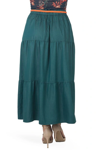 Standards & Practices Denim Maxi Peasant Skirt In Olive