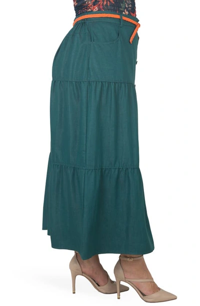 Standards & Practices Denim Maxi Peasant Skirt In Olive
