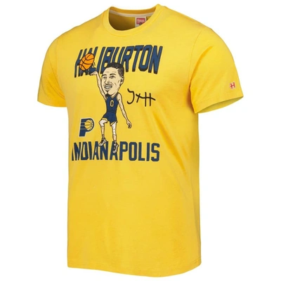 Shop Homage Tyrese Haliburton Gold Indiana Pacers Caricature Tri-blend T-shirt