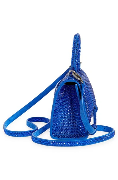 Shop Balenciaga Extra Small Hourglass Crystal Embellished Bag In Electric Blue