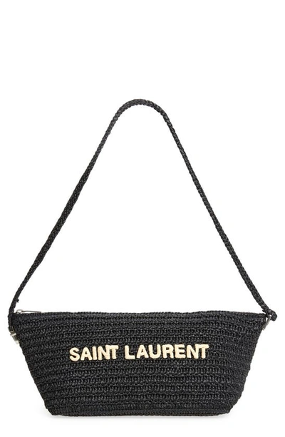 Shop Saint Laurent Le Rafia Crossbody Bag In Nero/ Natural