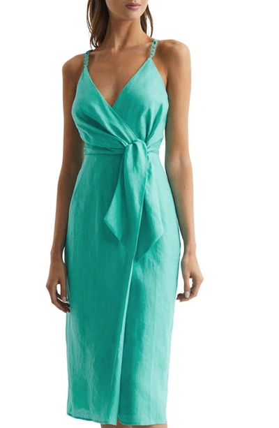 Shop Reiss Esme Linen Dress In Aqua