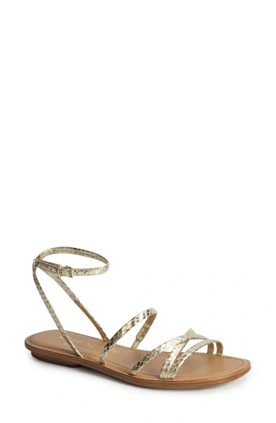 Shop Kate Spade New York Cove Metallic Snakeskin Embossed Sandal In Pale Gold