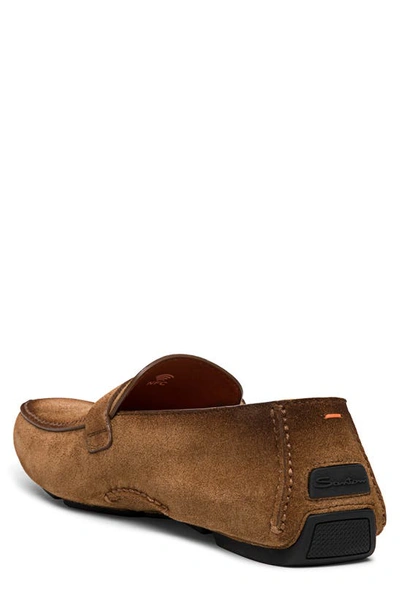 Shop Santoni Apron Toe Driving Loafer In Brown