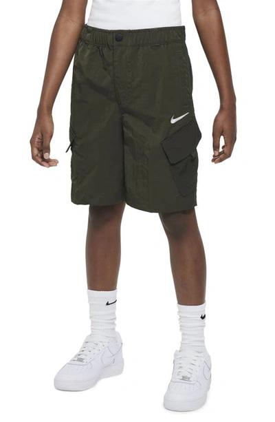 Shop Nike Kids' Outdoor Play Woven Nylon Cargo Shorts In Cargo Khaki