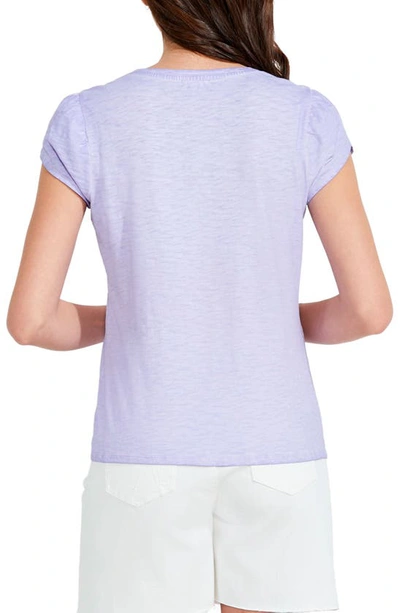Shop Nzt By Nic+zoe Tulip Sleeve Scoop Neck Cotton T-shirt In Juicy Violet
