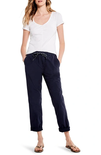 Nic + Zoe Relaxed Cotton Poplin Drawstring Pants In Dark Indigo