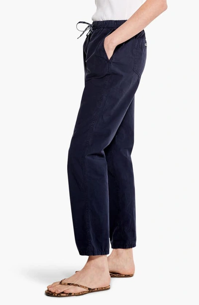 Nic + Zoe Relaxed Cotton Poplin Drawstring Pants In Dark Indigo