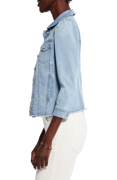 Shop Nic + Zoe Femme Sleeve Crop Denim Jacket In Breeze