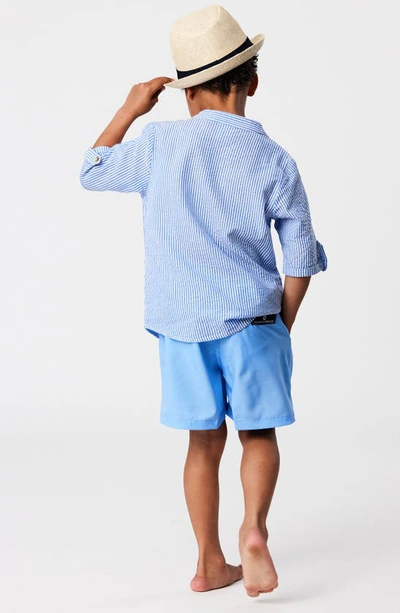 Shop Snapper Rock Kids' Frankie Stripe Seersucker Resort Shirt In Blue